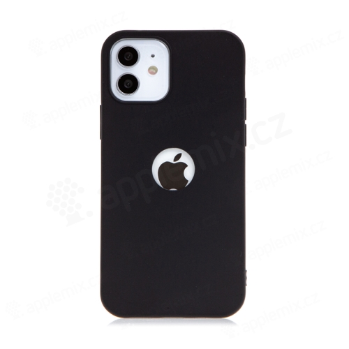 Kryt FORCELL Soft pro Apple iPhone 12 / 12 Pro - výřez pro logo - gumový - černý