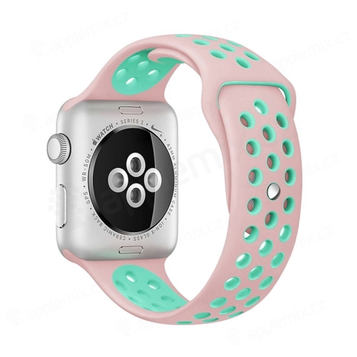 Řemínek pro Apple Watch 42mm / 41mm / 40mm / 38mm - silikonový - růžový / zelený - (S/M)