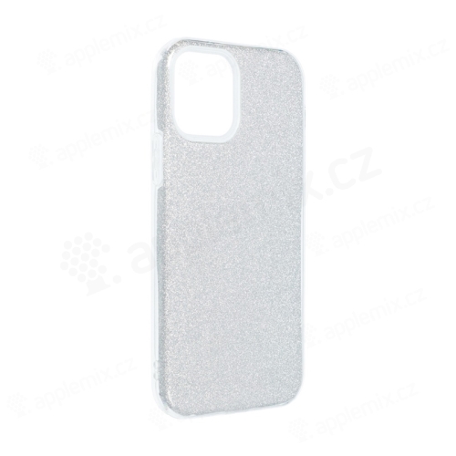 Kryt FORCELL Shining pre Apple iPhone 12 / 12 Pro - plast / guma - strieborný