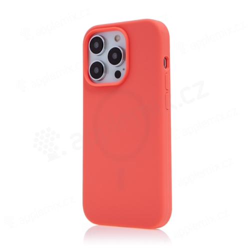 Kryt pre Apple iPhone 14 Pro Max - silikónový - podpora MagSafe - marhuľovo oranžový
