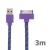 Synchronizační a nabíjecí kabel s 30pin konektorem pro Apple iPhone / iPad / iPod - tkanička - plochý fialový - 3m