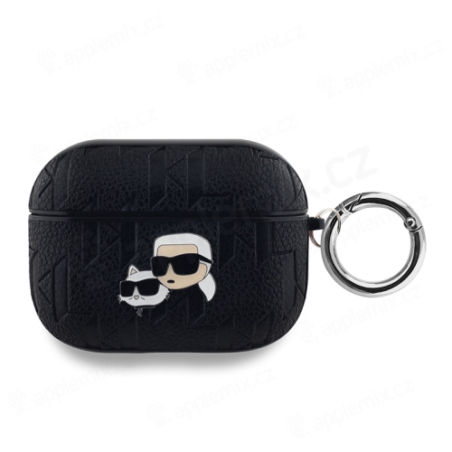 Pouzdro KARL LAGERFELD pro Apple AirPods Pro - Karl a kočka Choupette - umělá kůže - černé