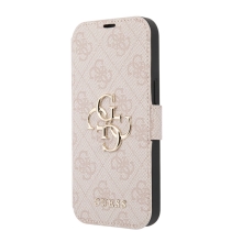 Pouzdro GUESS 4G Metal pro Apple iPhone 13 - gumový / umělá kůže - růžové