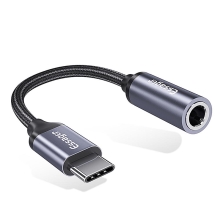 Přepojka / adaptér USB-C ESSAGER na 3,5mm jack - 10 cm - černá / šedá