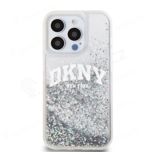 Kryt DKNY Liquid Glitter Arch logo pro Apple iPhone 14 Pro - průhledný