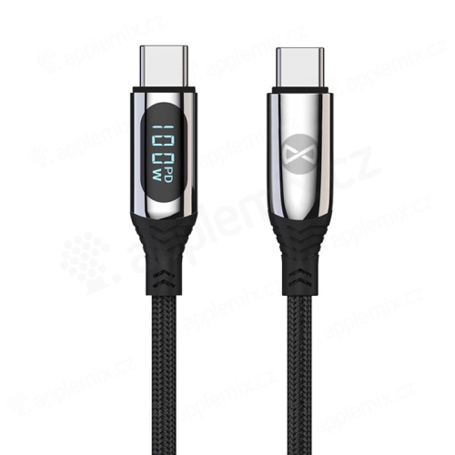 Synchronizační a nabíjecí kabel FOREVER s LCD - USB-C / USB-C - 1m - 100W - černý