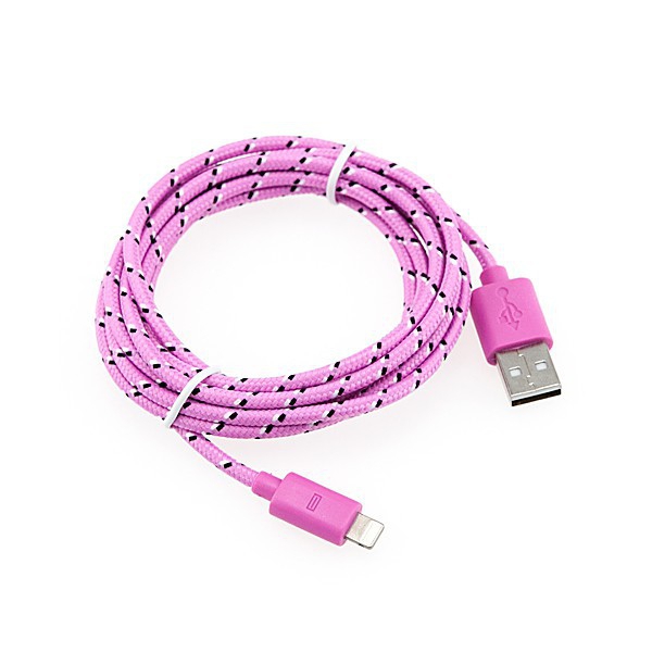 Synchronizační a nabíjecí kabel Lightning pro Apple iPhone / iPad / iPod - tkanička - světle růžový - 2m