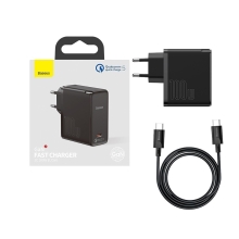 Nabíječka / adaptér BASEUS + 150cm USB-C kabel pro Apple iPad / MacBook - USB-C - 100W - černá