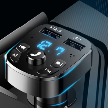 FM transmitter / vysílač + autonabíječka USB + Bluetooth - LCD displej - černý