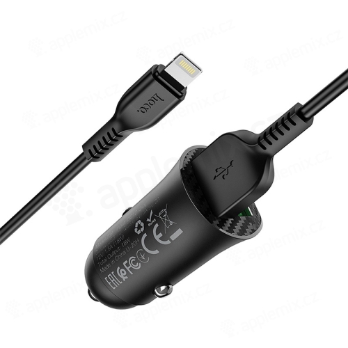 Nabíjacia súprava 2v1 HOCO pre zariadenia Apple - nabíjačka do auta 2x USB 18W + Lightning kábel - čierna