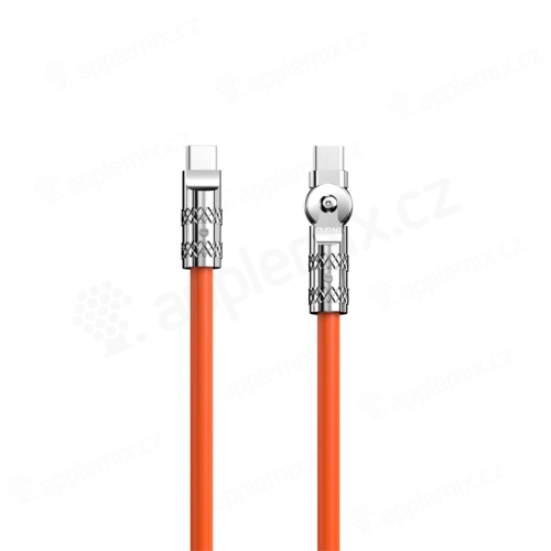 Synchronizačný a nabíjací kábel DUDAO USB-C / USB-C - otočný o 180° - 120 W - 1 m - oranžový