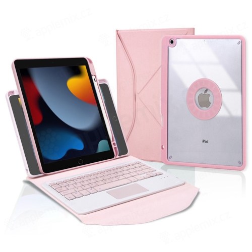 Bluetooth klávesnica + kryt / puzdro pre Apple iPad 10,2" (2019 - 2021) / Air 3 / Pro 10,5" - Rose Gold pink