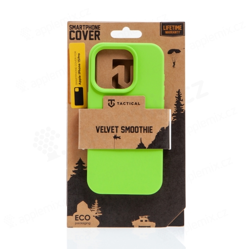 Kryt TACTICAL Velvet Smoothie pre Apple iPhone 15 Pro - príjemný na dotyk - silikónový - avokádovo zelený