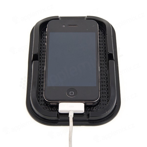Univerzální gumový protiskluzový držák do automobilu pro Apple iPhone a další zařízení - černý