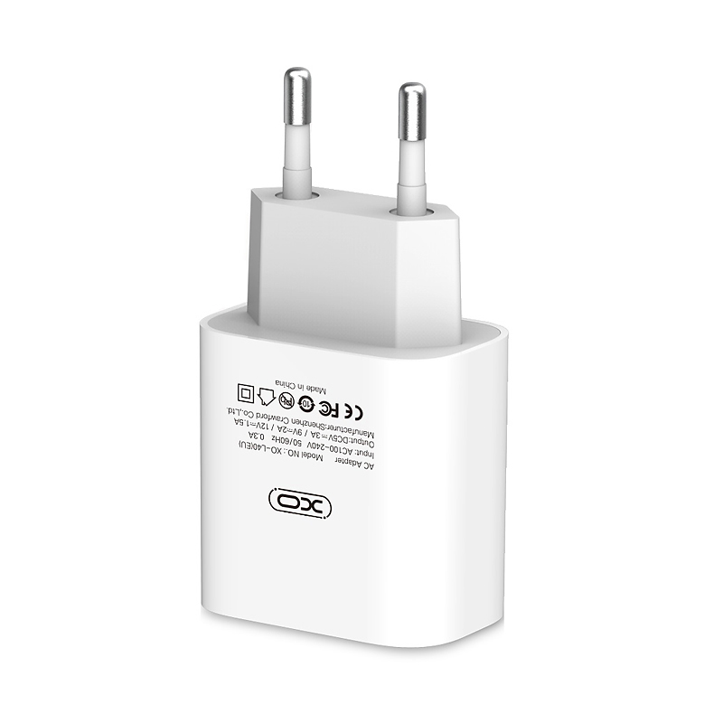 18W EU napájecí adaptér / nabíječka XO - rychlonabíjecí - USB-C pro Apple iPhone / iPad - bílý; XO-L40