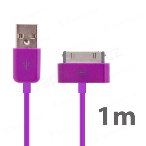 Synchronizační a dobíjecí USB kabel pro Apple iPhone / iPad / iPod – 1m fialový