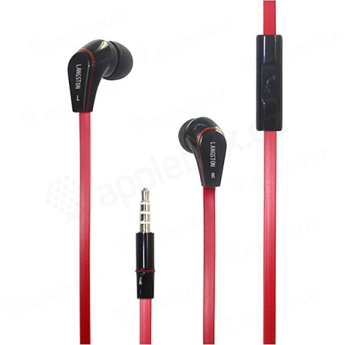 Sluchátka LANGSTON s mikrofonem a klipem pro Apple iPhone / iPad / iPod a další zařízení - červená