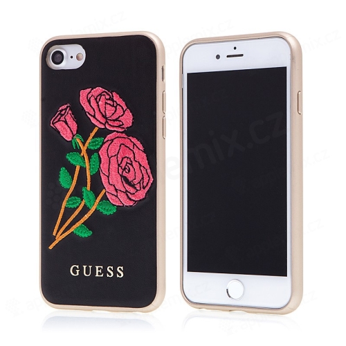 Kryt GUESS Flower Desire pro Apple iPhone 6 / 6S / 7 / 8 - umělá kůže - výšivka růže