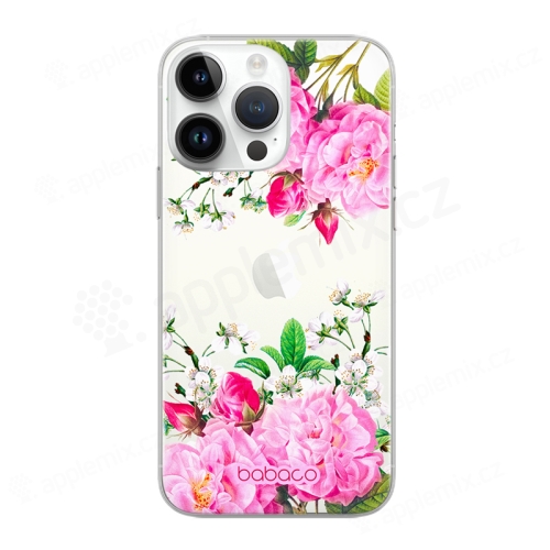 Kryt BABACO pre Apple iPhone 14 Pro Max - gumový - kvety - priehľadný