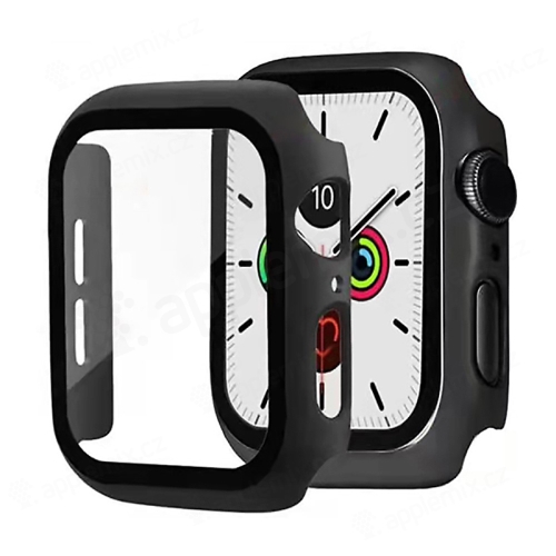 Tvrzené sklo + rámeček pro Apple Watch 41mm Series 7 / 8 / 9 - černý