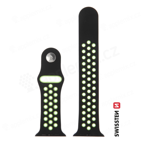 Remienok SWISSTEN Sport pre Apple Watch 41 mm / 40 mm / 38 mm - silikónový - čierny / zelený
