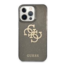 Kryt GUESS 4G Glitter pro Apple iPhone 13 Pro - třpytky - gumový - průsvitný - šedý