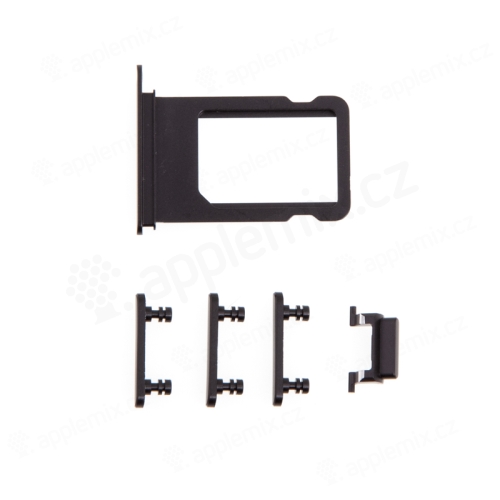 Rámček / zásuvka na kartu Nano SIM + bočné tlačidlá pre Apple iPhone 7 - čierny - Kvalita A+