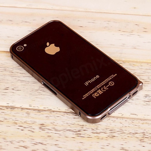 Ochranný ultra tenký hliníkový rámeček / bumper LOVE MEI (tl. 0,7 mm) pro Apple iPhone 4 / 4S - hnědý