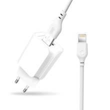 2v1 nabíjecí sada XO pro Apple zařízení - EU adaptér 2x USB + kabel Lightning - 10,5W - bílá