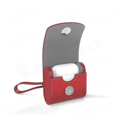 Pouzdro / obal ISMILE pro Apple AirPods - kožené - červené