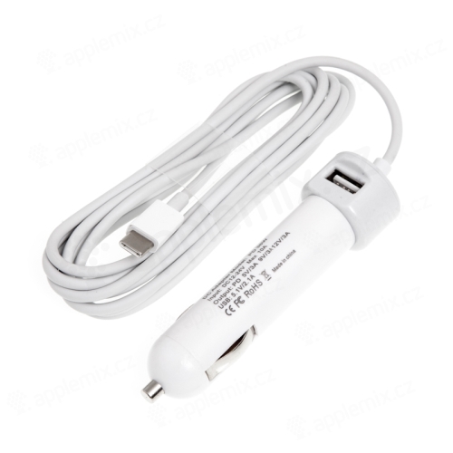 Nabíjačka do auta pre Apple MacBook 12" - 1x USB + USB-C kábel - 4,6A - 30 / 36W - biela
