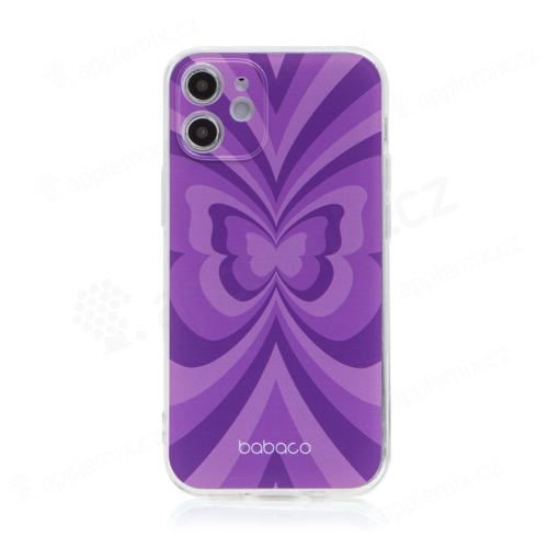 Kryt BABACO pro Apple iPhone 12 mini - Motýlí efekt - gumový - fialový