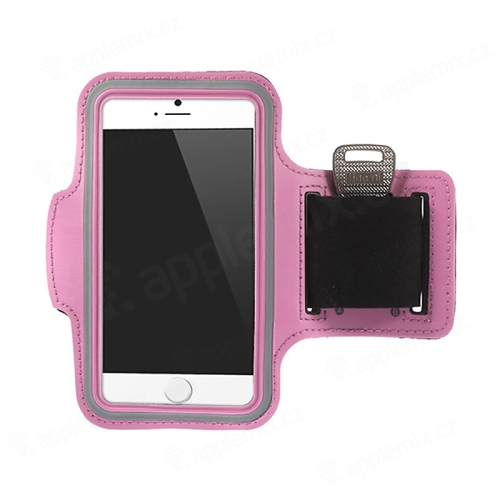 Športové puzdro pre Apple iPhone 6 / 6S - svetlo ružové s reflexným prúžkom