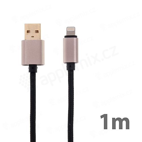 Synchronizační a nabíjecí kabel Lightning pro Apple iPhone / iPad / iPod - nylonový - černý