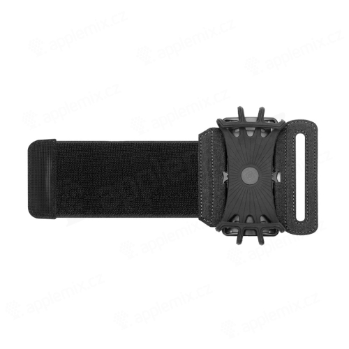 Sportovní držák / pouzdro pro Apple iPhone - látkové / silikonové - pásek na ruku - černé