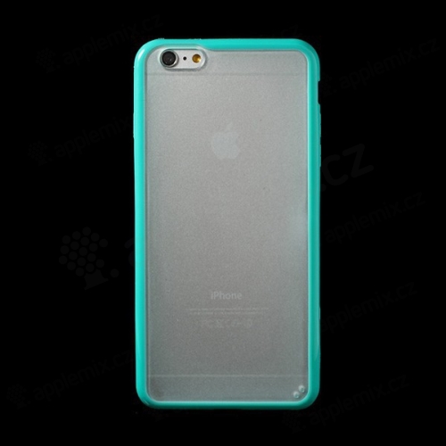 Kryt pro Apple iPhone 6 Plus / 6S Plus plasto-gumový - matný průhledný s tyrkysovým rámečkem