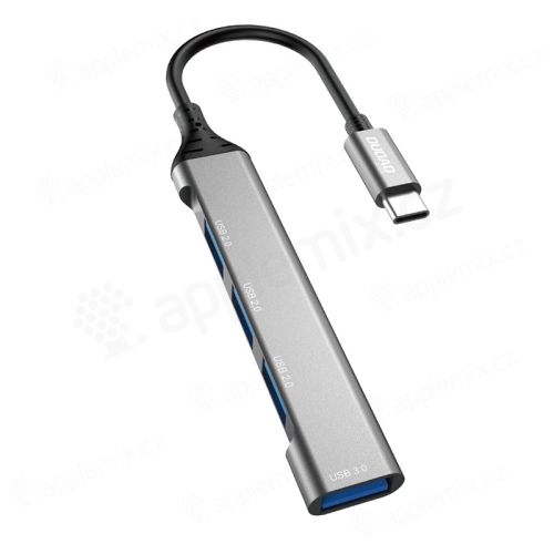 USB 3.2 rozbočovač / hub DUDAO - USB-C na 4x USB-A  - 5Gbps rychlost - stříbrný