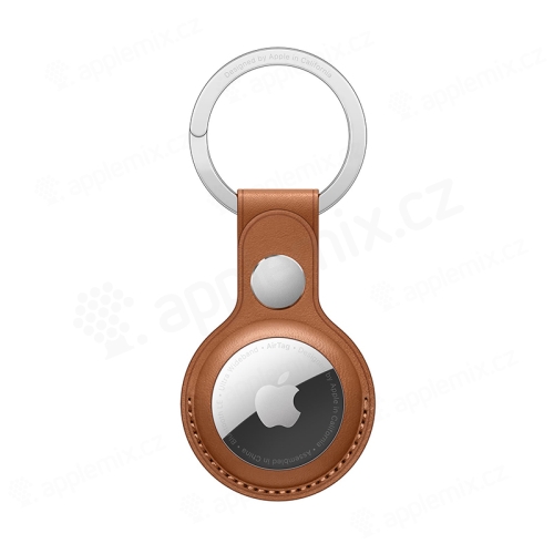 Originálny krúžok / obal na kľúče pre Apple AirTag - kožený - sedlovohnedý