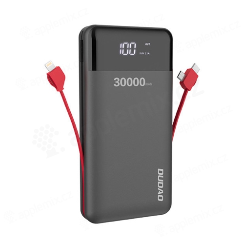 Externá batéria / powerbanka DUDAO - vstavaná USB-C / Micro USB / Lightning - 30000 mAh - čierna