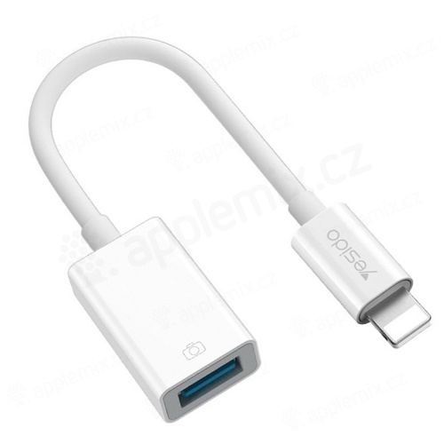 Přepojka / adaptér YESIDO - Lightning na USB-A 3.0 - silný kabel - bílá