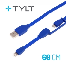 Synchronizažní a nabíjecí kabel TYLT 2v1 - Lightning MFi + Micro USB - 60cm - modrý