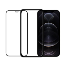 Tvrzené sklo (Tempered Glass) ODZU pro Apple iPhone 12 / 12 Pro - přední - černý rámeček - 2,5D - 0,3mm