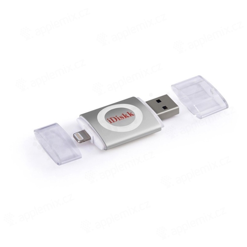 Flash disk IDISKK - MFi certifikovaný -  64GB - Lightning / USB 3.0 - stříbrný