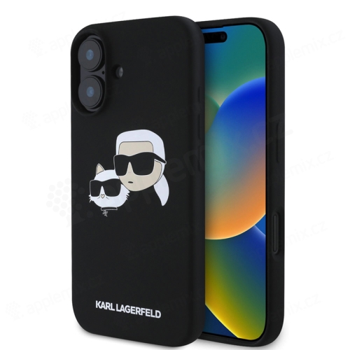 Kryt KARL LAGERFELD pro Apple iPhone 16 Plus - MagSafe - silikonový - Karl a Choupette - černý