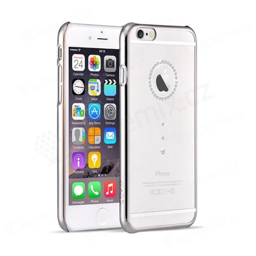 Kryt DEVIA pro Apple iPhone 6 Plus / 6S Plus - průhledný se stříbrným rámečkem a kamínky Swarovski