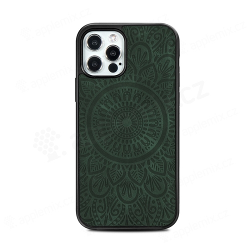Kryt pro Apple iPhone 12 / 12 Pro - mandala - MagSafe kompatibilní - umělá kůže - zelený