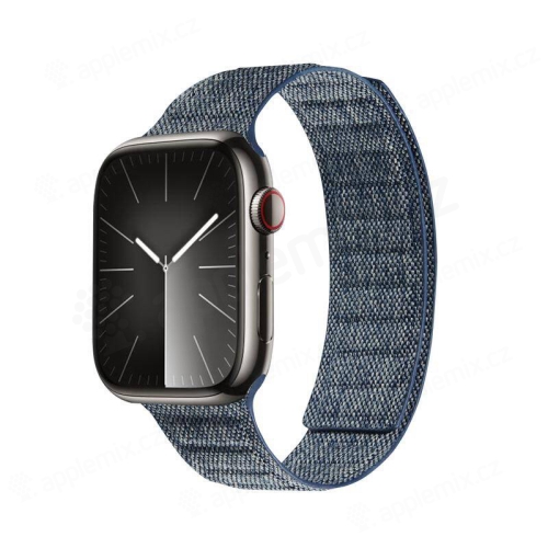 Remienok CRONG Melange pre Apple Watch 49 mm / 45 mm / 44 mm / 42 mm - magnetický - látkový - modrý