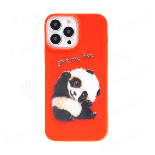 Kryt pre Apple iPhone 13 Pro Max - roztomilá panda - gumový - červený