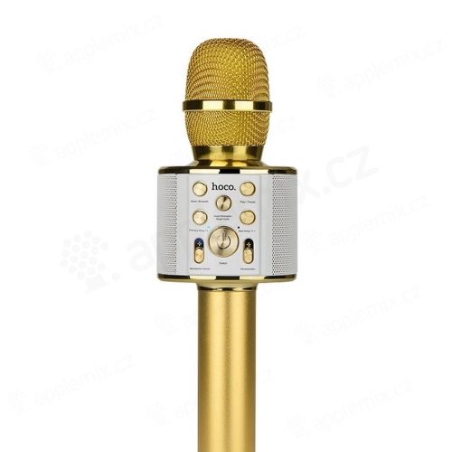 Mikrofon HOCO Cool Sound - karaoke - 5W reproduktor - Bluetooth - zlatý