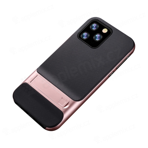 Kryt pro Apple iPhone 11 Pro - se stojánkem - plastový / gumový - černý / Rose Gold růžový